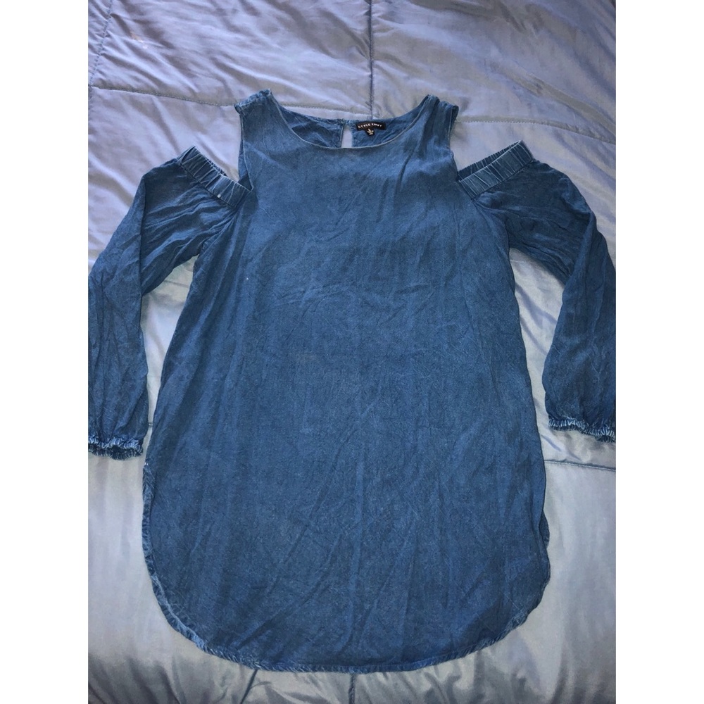 Denim, shoulder cutout top